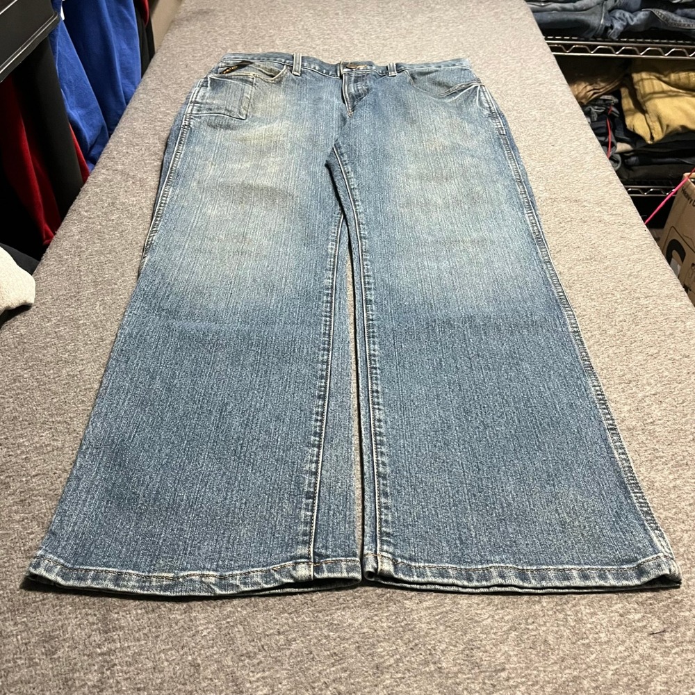Ariat Rebar M4 Low Rise Boot Cut Jeans Mens 34x32 Blue Medium Wash Workwear - Picture 5 of 5